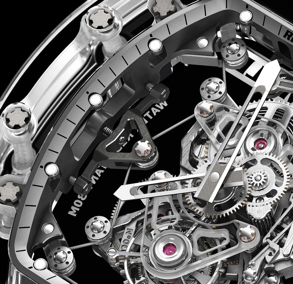 Detail of the Tourbillon RM56-02 Sapphire by Richard Mille