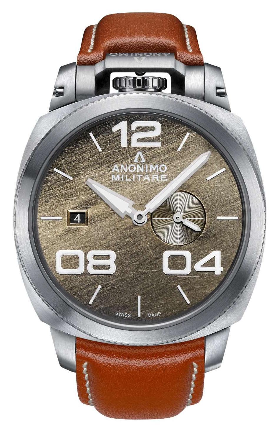 Anonimo Militare, stainless steel, brown dial